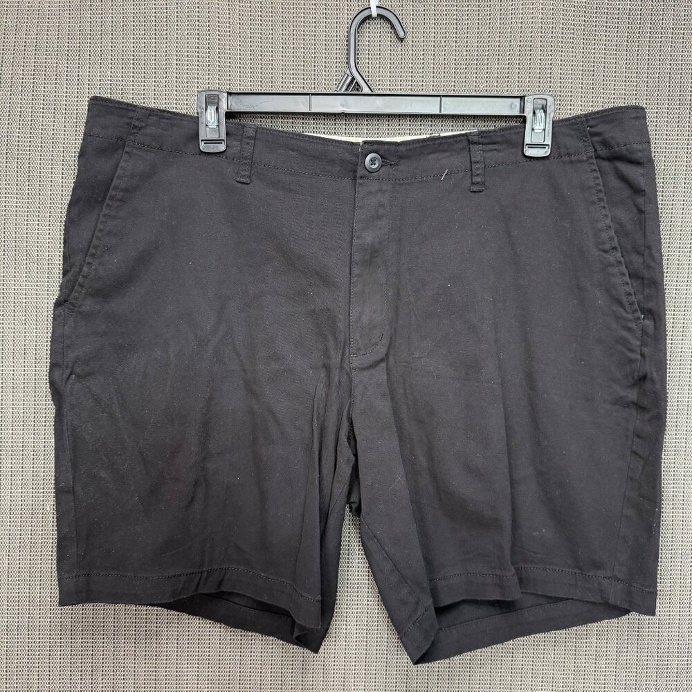 George Mens Size 44 Black Flat Front Above The Knee Shorts Cotton Blend